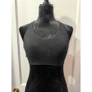 Athleta Black Ribbed Sports Bra in M